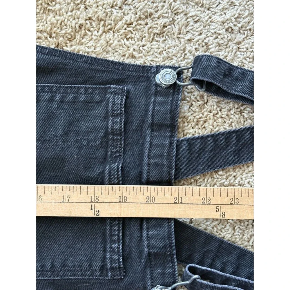 Old Navy Washed Black Denim Overalls Women's Size 8 Button 26